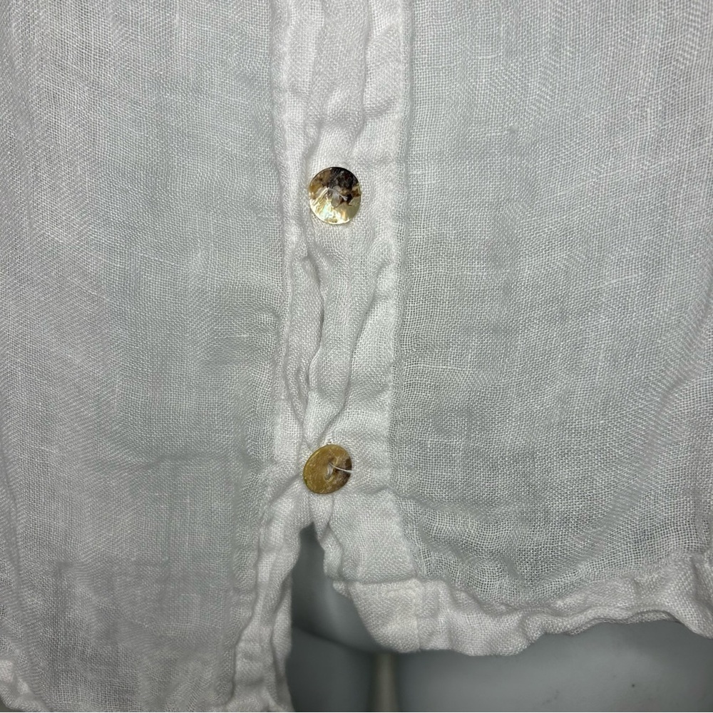 Banana Blue linen white asymmetrical top small Lagenlook oversized artsy boho - Picture 5 of 9